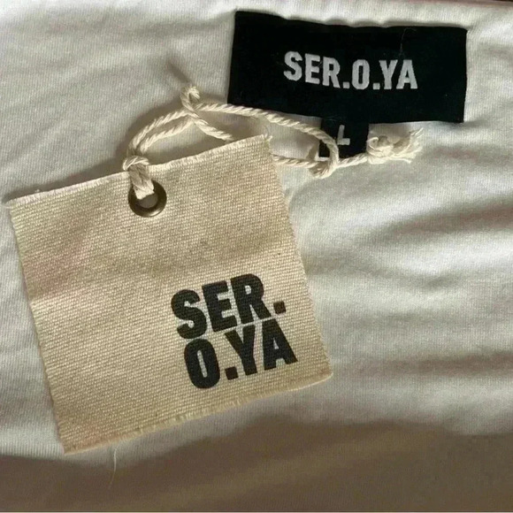 Seroya Ellis Long-Sleeve Peekaboo Cut-Out Top in White. Soft! Size Large. NWT! - Picture 15 of 16